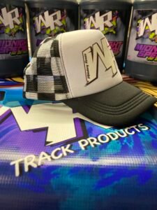 WHISKEY RESIN "WR" CHECKERED FLAG TRUCK WHITE FRONT HAT