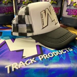 WHISKEY RESIN "WR" CHECKERED FLAG TRUCK WHITE FRONT HAT